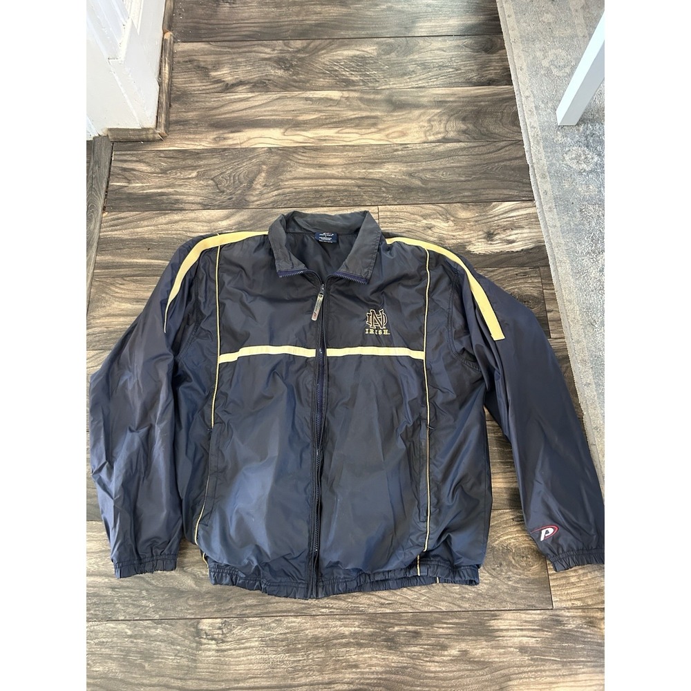 Notre Dame Pullover Windbreaker Jacket Pro Player Large Fighting Irish VTG 613‎